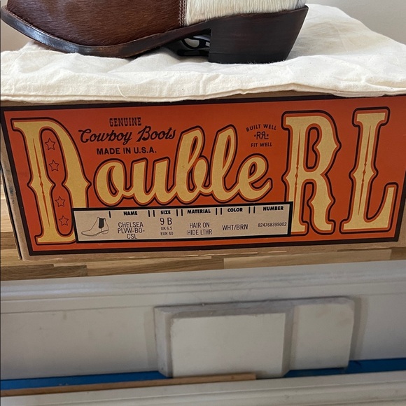 Ralph Lauren Double RL Women's Brown and Cream Ankle Boots Size 9 NWT - Picture 7 of 8